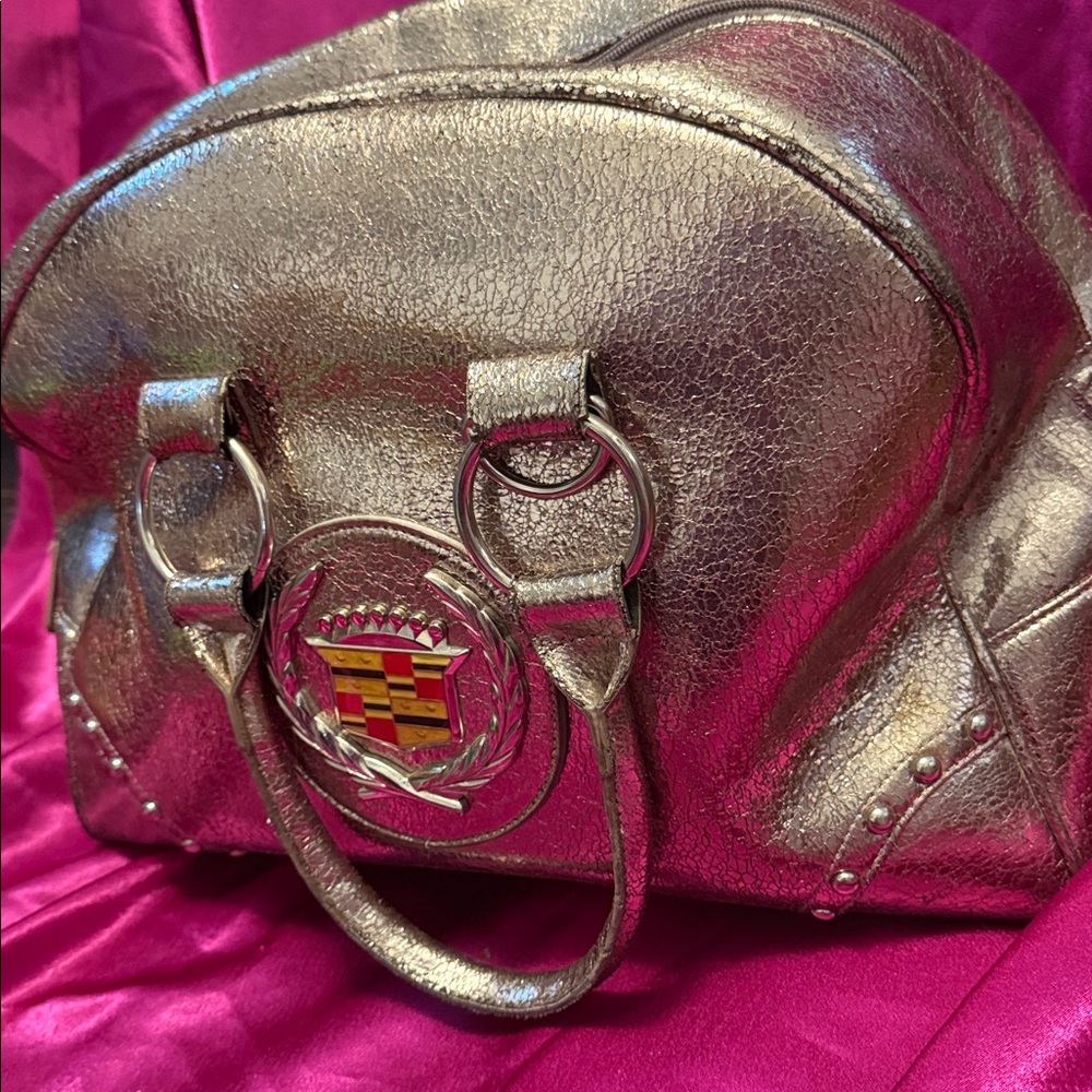 Metallic Cadillac  HUGE Silver Handbag with Logo - Picture 2 of 6